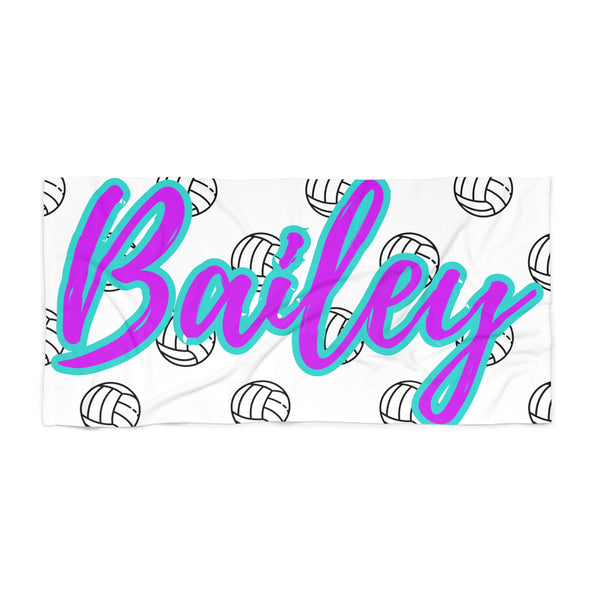 Personalized Beach Towel, Volleyball Towel, Custom Name Towel, Summer Scenery Towel, Perfect for Beach Days, Gift for Pool Lovers