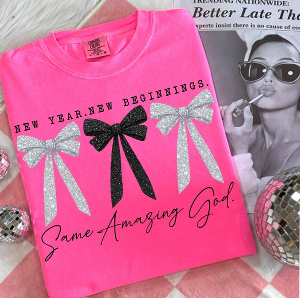 NEW YEAR NEW BEGINNINGS SAME AMAZING GOD - BLACK AND SILVER